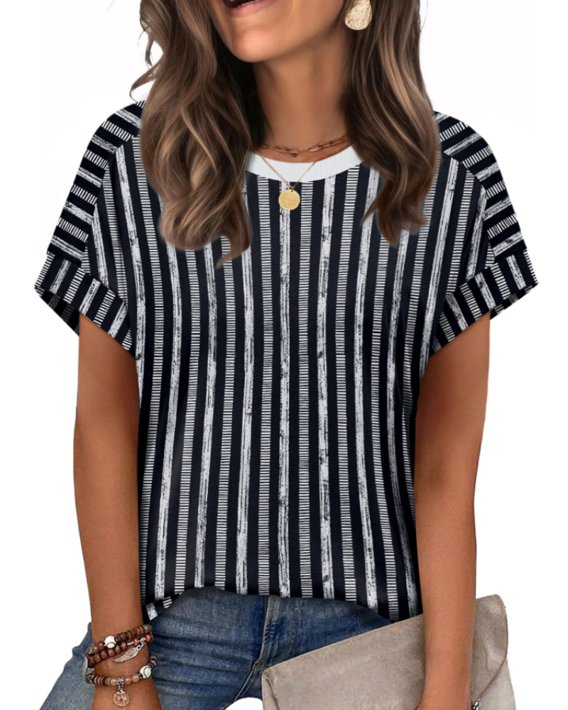 Zaria Top Femme – Tricou casual chic cu guler rotund, croială lejeră și mâneci scurte de vară