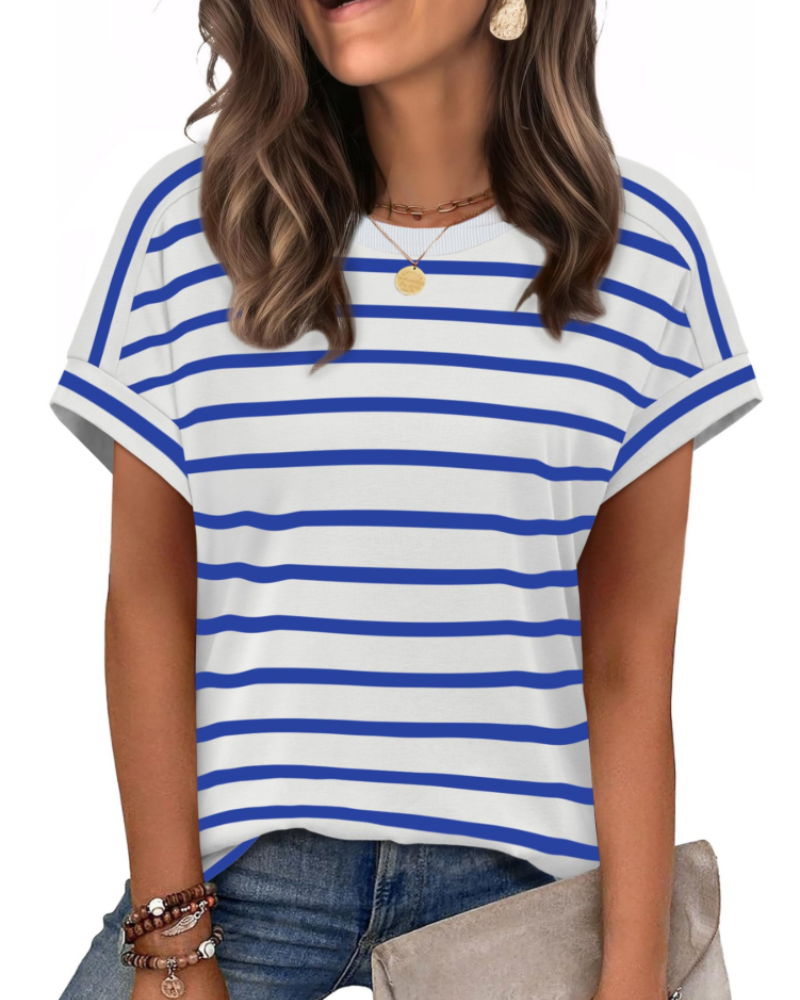 Zaria Top Femme – Tricou casual chic cu guler rotund, croială lejeră și mâneci scurte de vară