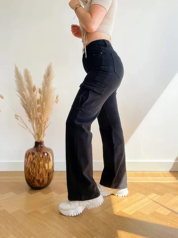 Paisley Cargo Broek Dames – Rechte Utility Broek met Meerdere Zakjes voor Dagelijks Gebruik & Buitenactiviteiten