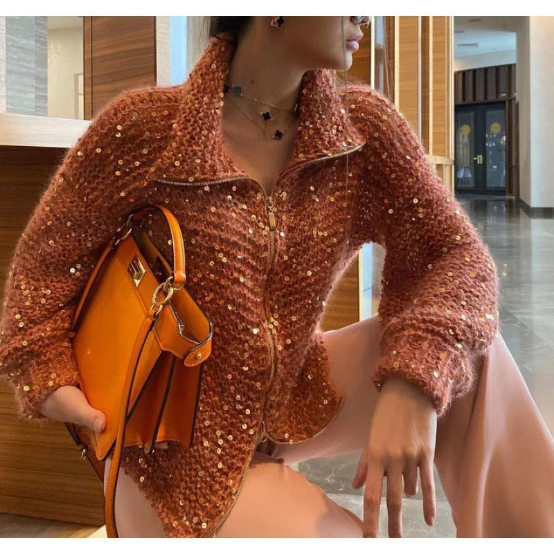 Sol Cardigan Femme – Eleganter, bequemer und raffinierter Pailletten-Gilet