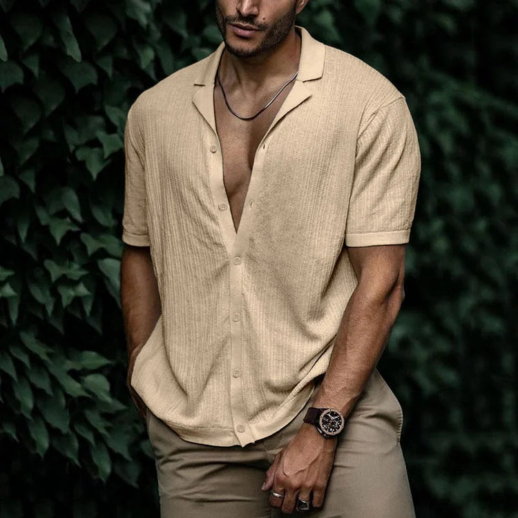 Leandro Chemise Homme Été – Chemise en Lin Respirante à Coupe Flatteuse pour Look Décontracté