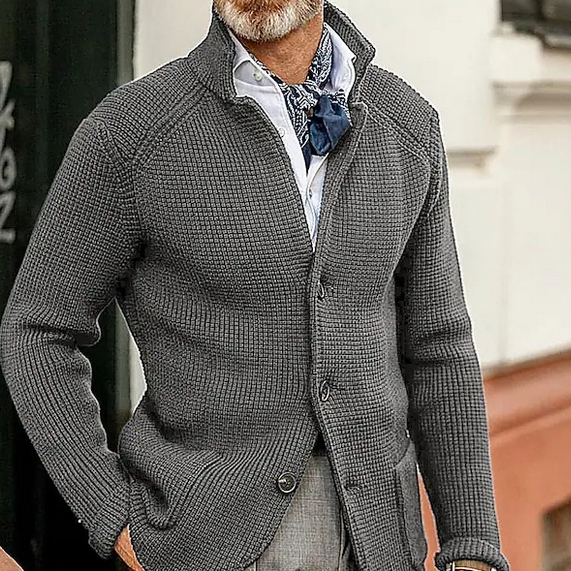 Edward Blazer Férfi Vintage – Elegáns Álló Gallér, Hosszú Ujjú & Időtlen Stílus