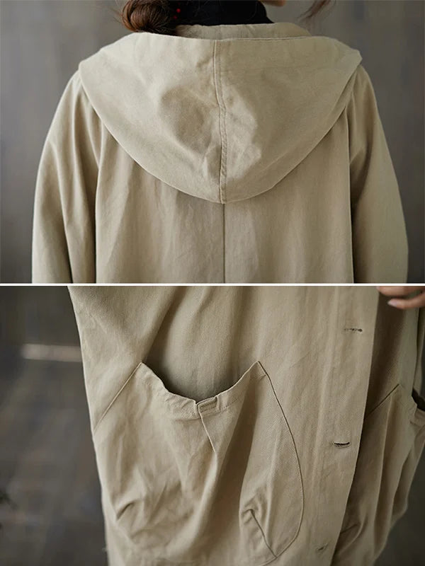 Selena Trenchcoat Femme – Longue Veste avec Capuche & Coupe Élégante pour Temps Pluvieux