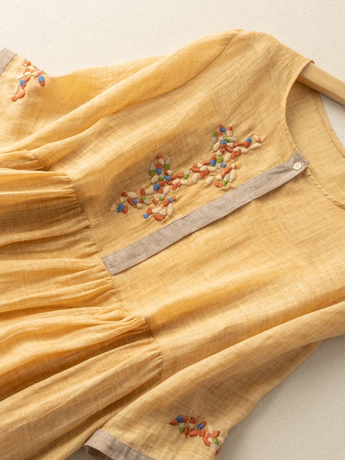 Vestido Zara Mulher – Vestido Bordado em Algodão e Linho com Desenho Étnico e Corte Confortável