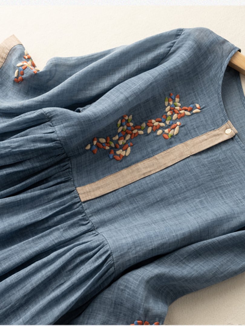 Vestido Zara Mulher – Vestido Bordado em Algodão e Linho com Desenho Étnico e Corte Confortável