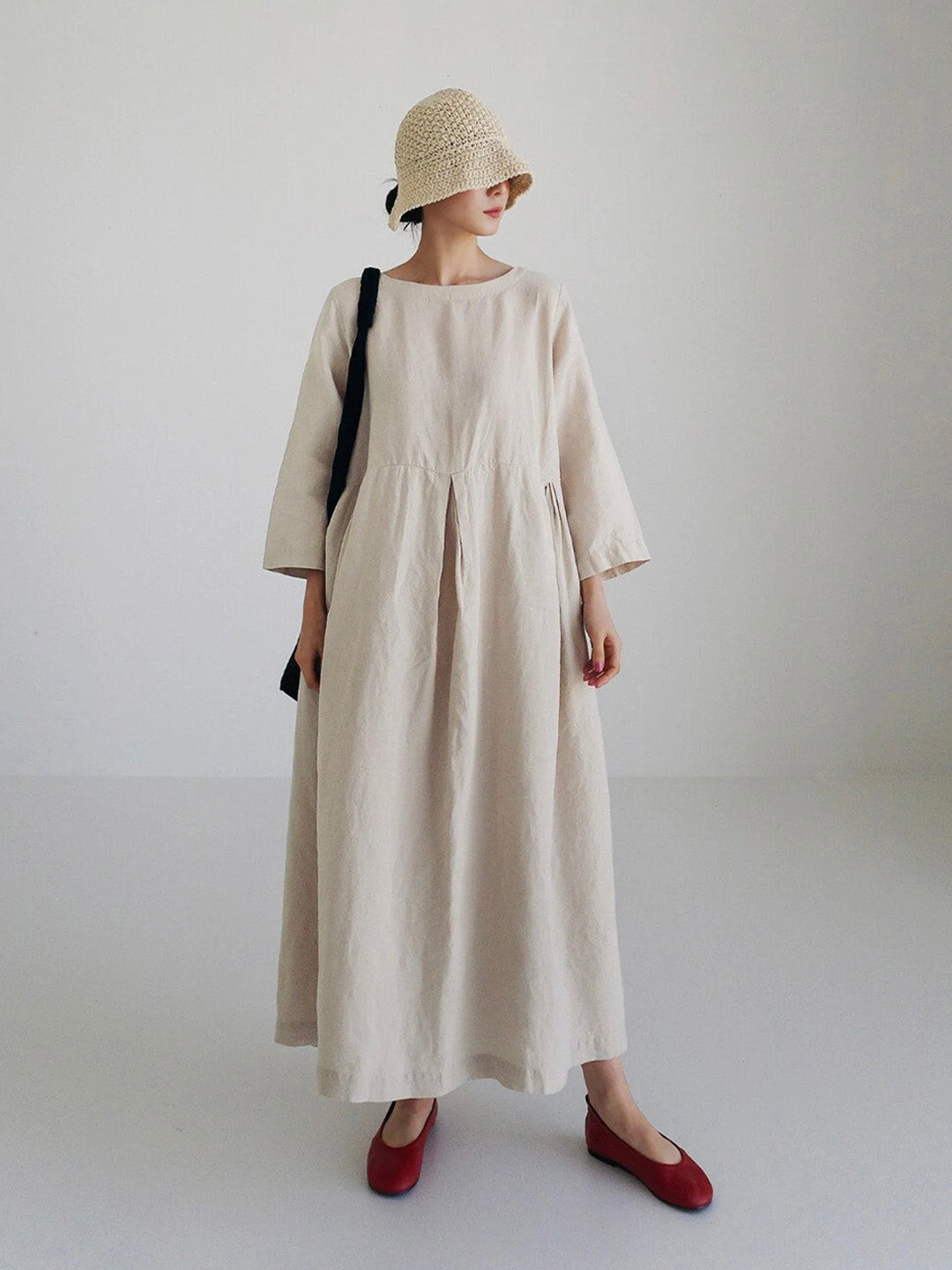 Cielo Robe Longue Femme – Lino Ligero, Confort Natural & Estilo Minimalista Elegante