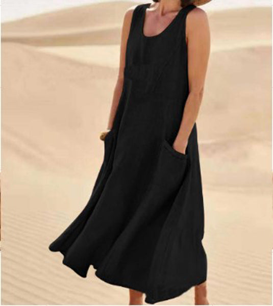 Vestido Elise de Algodão para Mulher – Suave, Respirável e Bolsos Práticos para Conforto Diário