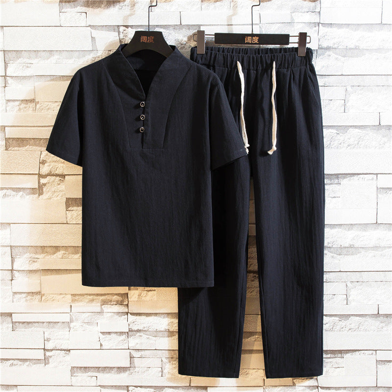Christian Ensemble d'Été Homme – T-Shirt Léger à Manches Courtes & Short Ajusté pour Jours Décontractés