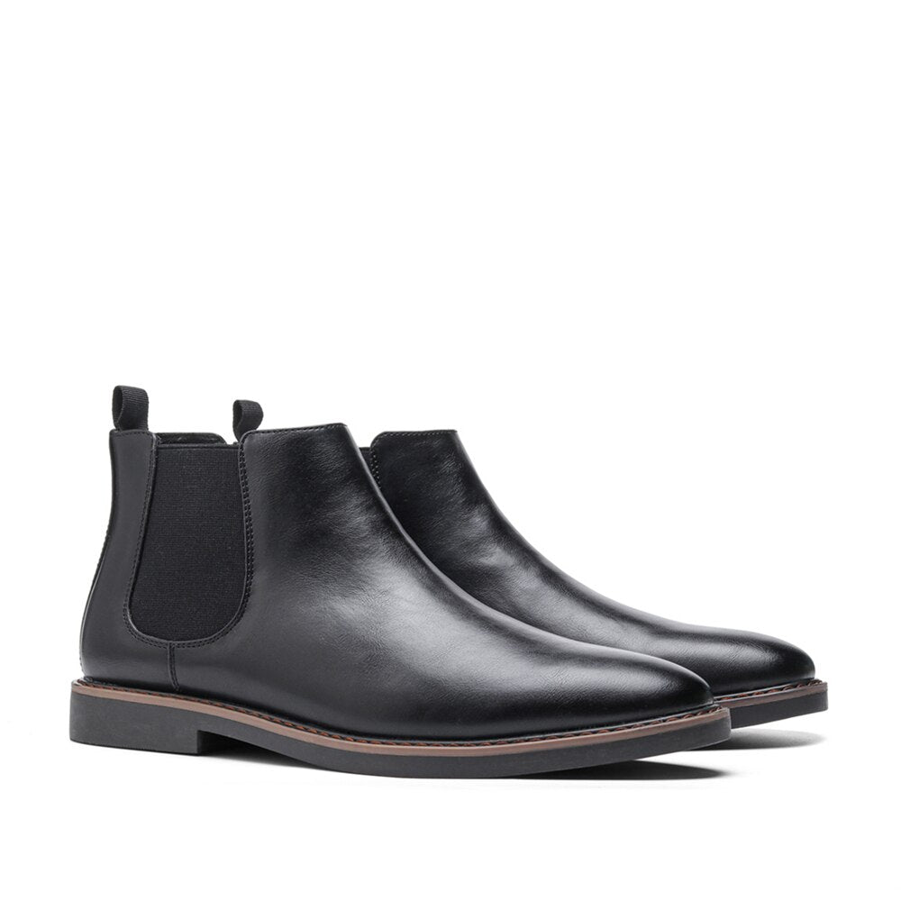 Lucio Bottes Elegantní kožené boty pro muže – Polokozačky na podzim s špičatou špičkou