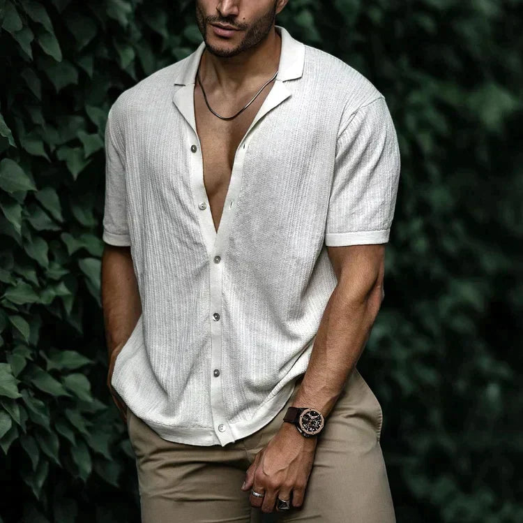 Leandro Chemise Homme Été – Chemise en Lin Respirante à Coupe Flatteuse pour Look Décontracté