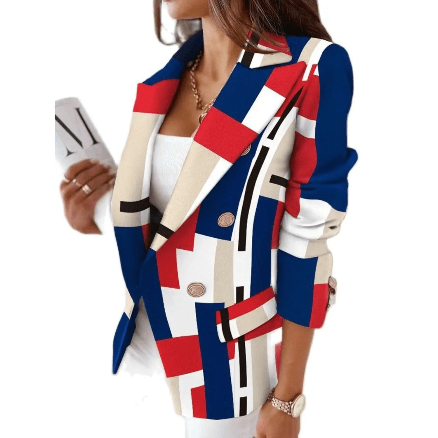 Marie Blazer Mulher – Casaco com gola de pala ajustado em tecido premium elegante