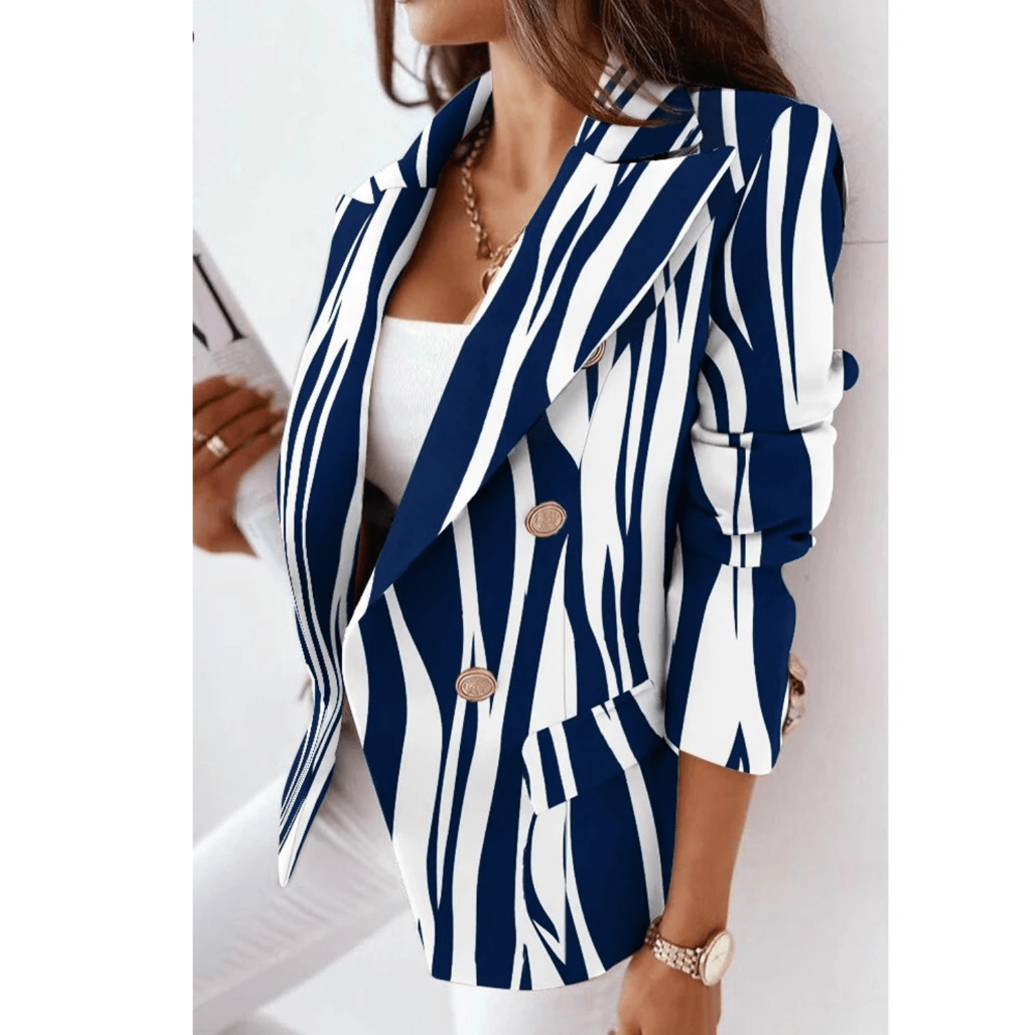Marie Blazer Mulher – Casaco com gola de pala ajustado em tecido premium elegante