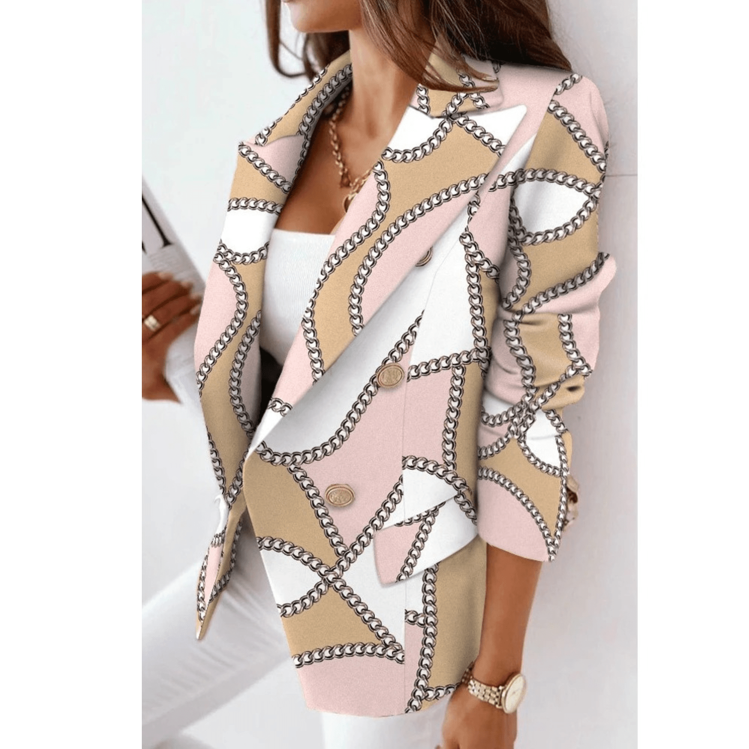 Marie Blazer Mulher – Casaco com gola de pala ajustado em tecido premium elegante