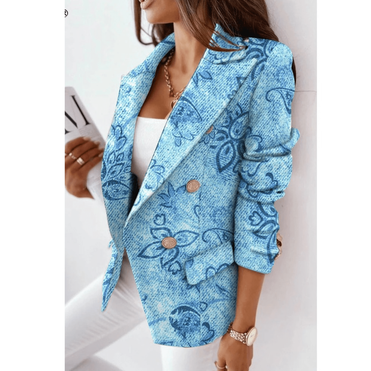 Marie Blazer Mulher – Casaco com gola de pala ajustado em tecido premium elegante