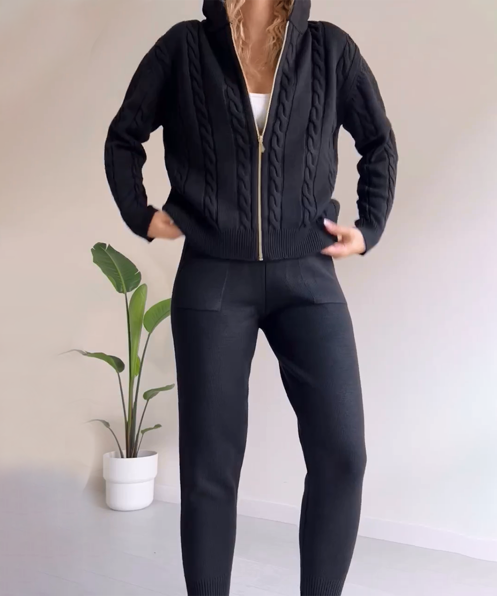 Completo invernale da donna Elodie: caldo completo in due pezzi con tessuto morbido e stile elegante