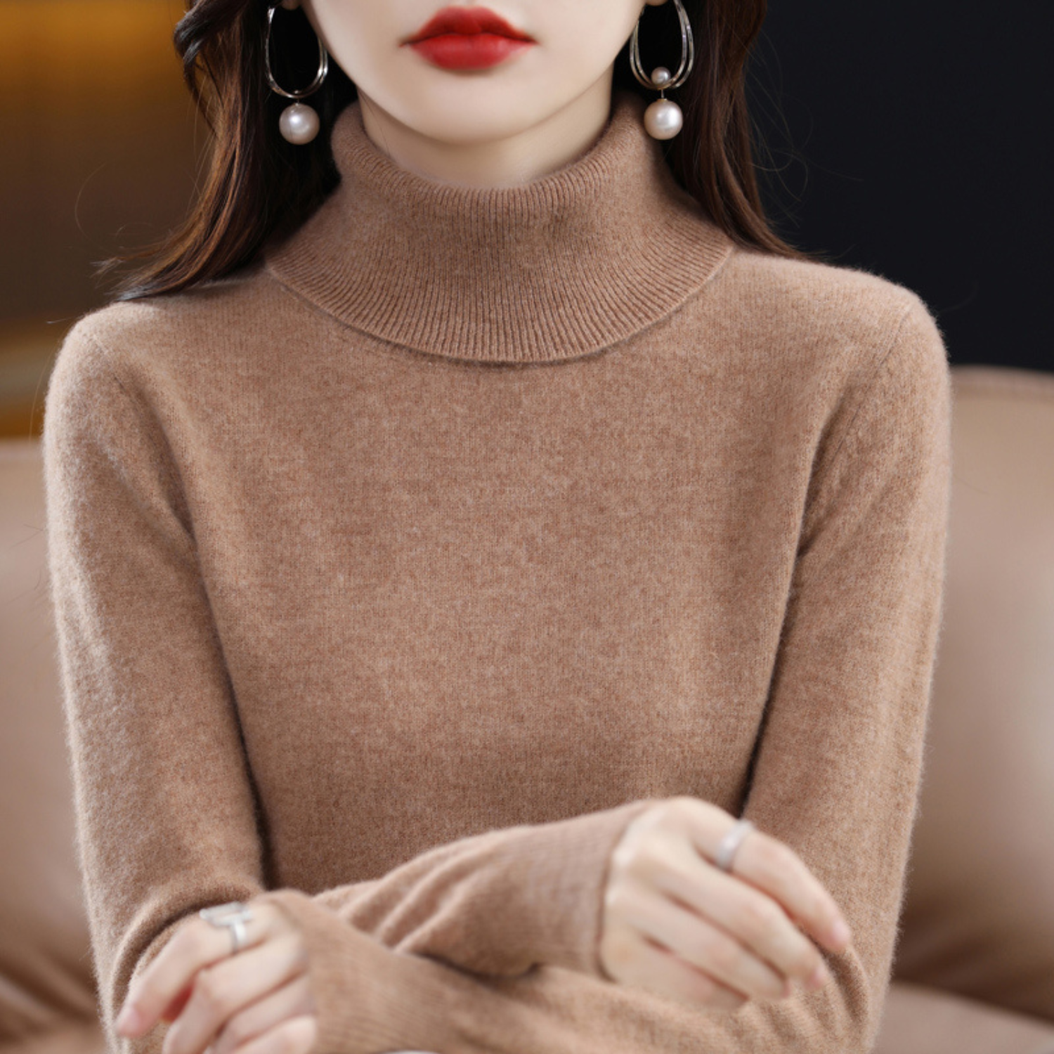Emmie Pull Col Roulé en Cachemire pour Femme – Maille Premium Douce offrant Chaleur et Confort Léger