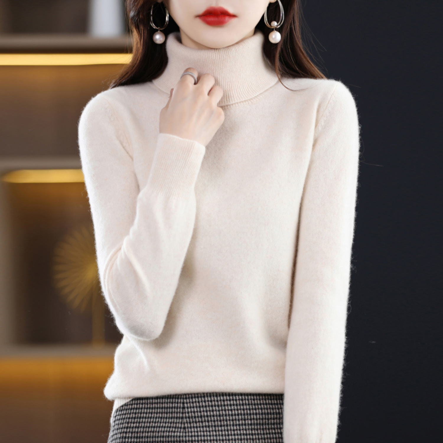 Emmie Pull Col Roulé en Cachemire pour Femme – Maille Premium Douce offrant Chaleur et Confort Léger
