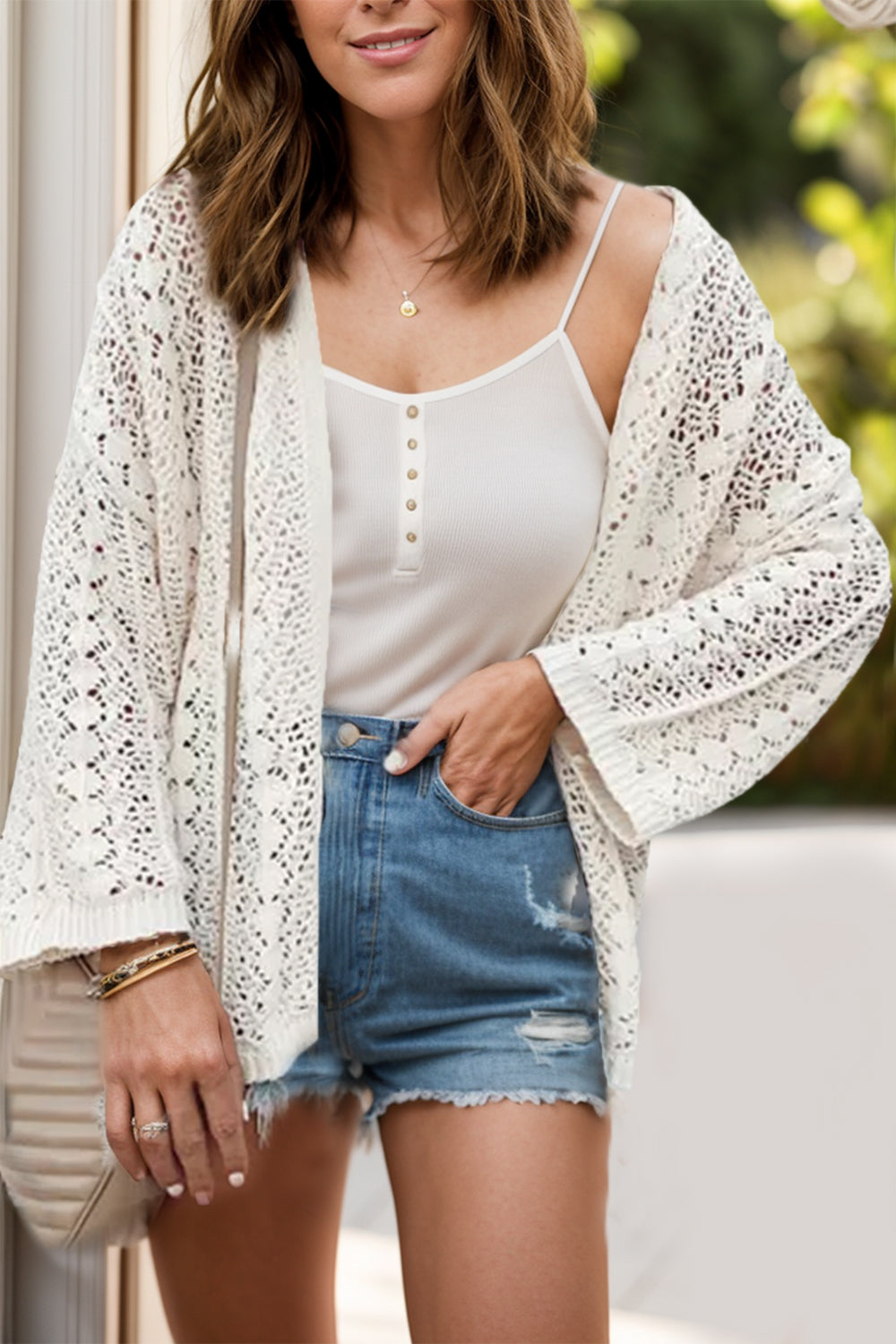 Sienna Dames Gilet in Haakwerk – Licht Ajouré Vest in Boho Stijl en Zomerse Snit