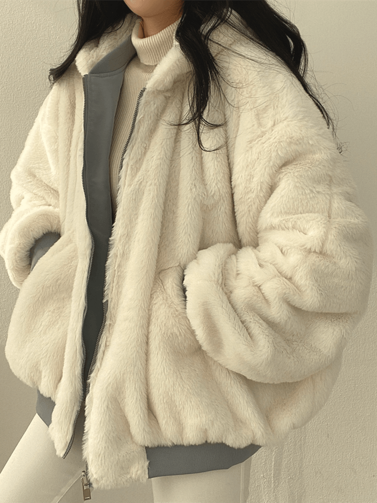 Daniela Veste Teddy Oversize Női – Puha Fordítható Bomber Zsebekkel és Streetwear Stílussal
