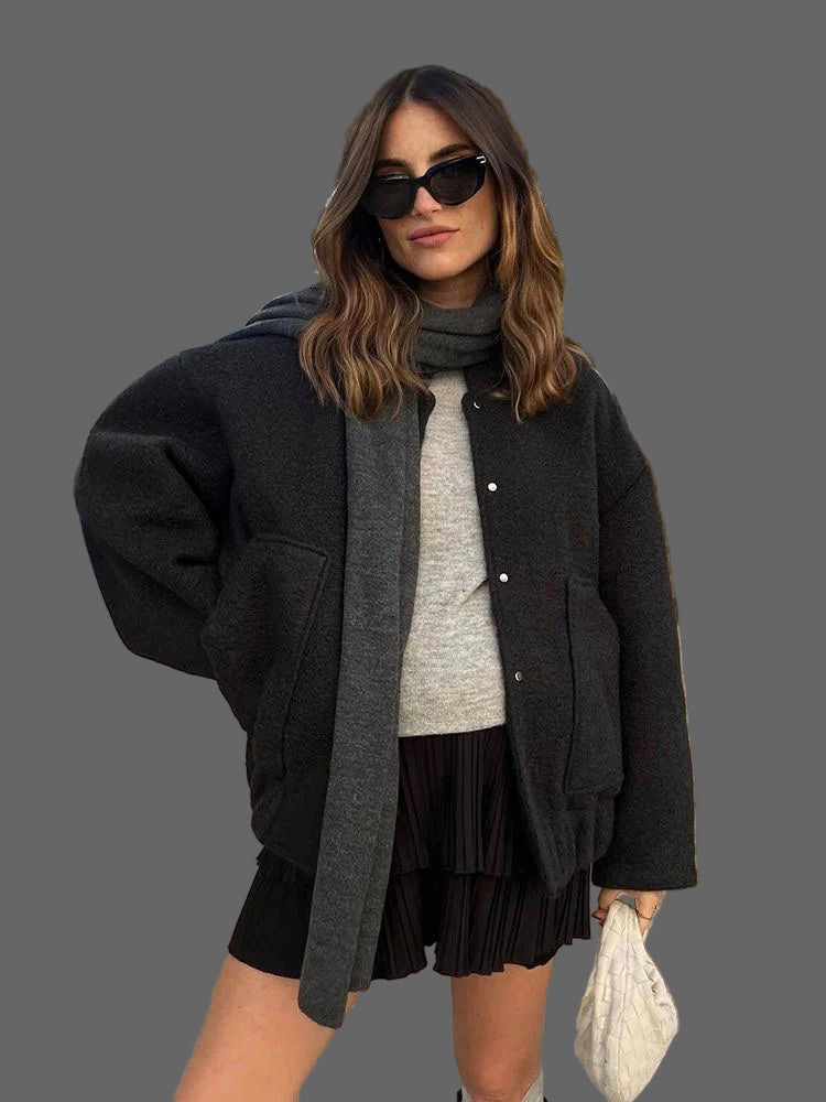Leia Μπουφάν Μπουκλέ Γυναικείο – Oversize Μπουφάν με Απαλή Υφή και Μινιμαλιστικό Σχέδιο