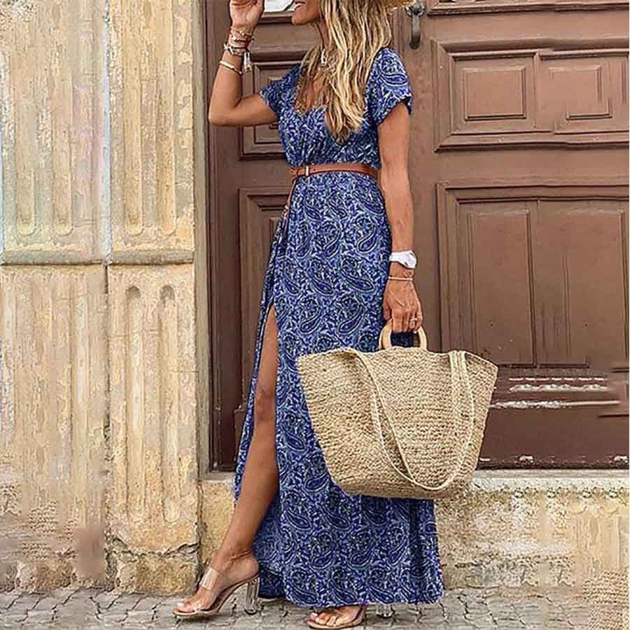 Susan Robe Fleurie Femme – Elegant kjole med V-hals i polyester med komfortabel pasform og smart stil