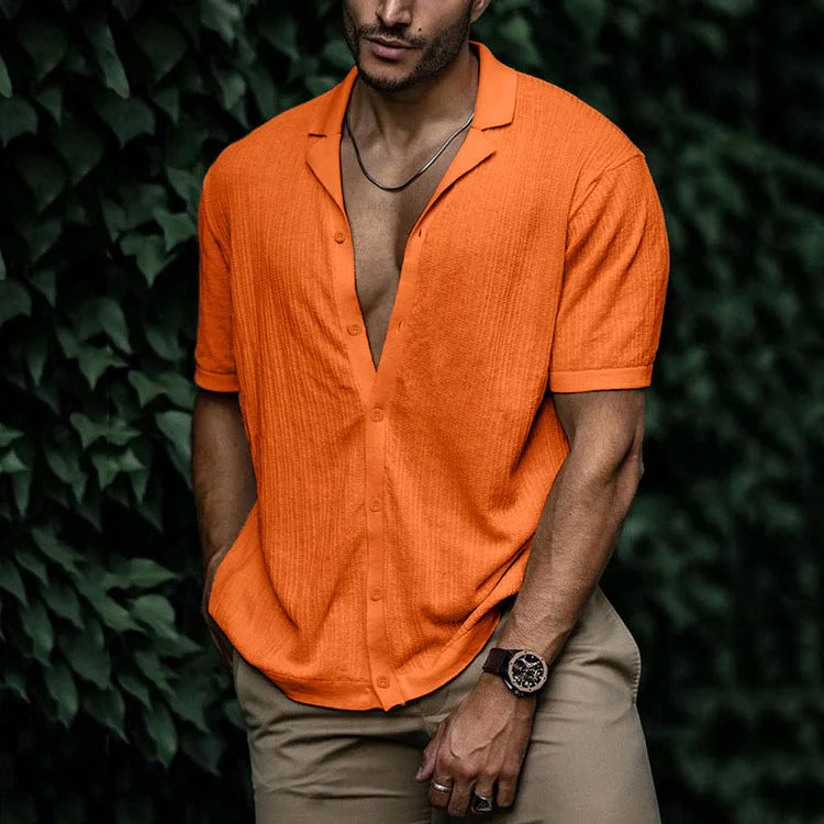 Leandro Chemise Homme Été – Chemise en Lin Respirante à Coupe Flatteuse pour Look Décontracté