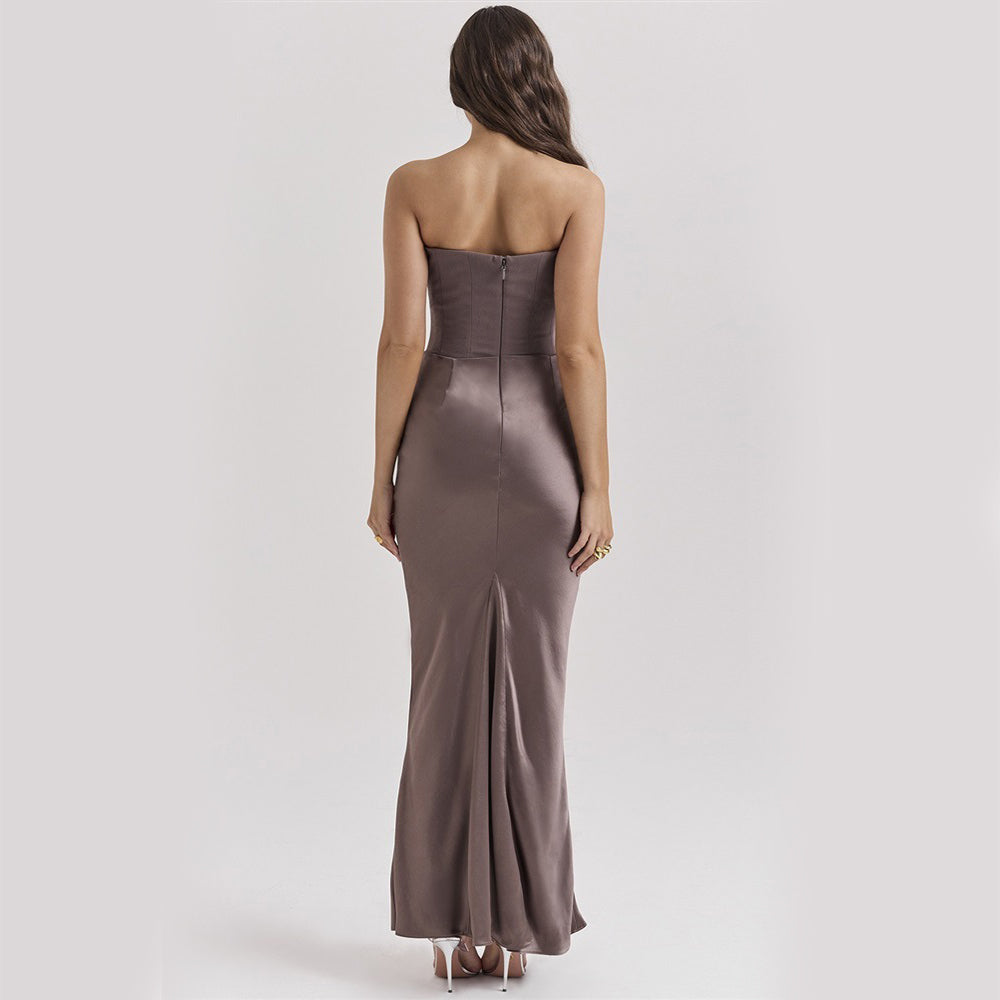 Katie Evening Dress Woman – Long Strapless Dress with Open Back & Elegant Fitted Cut