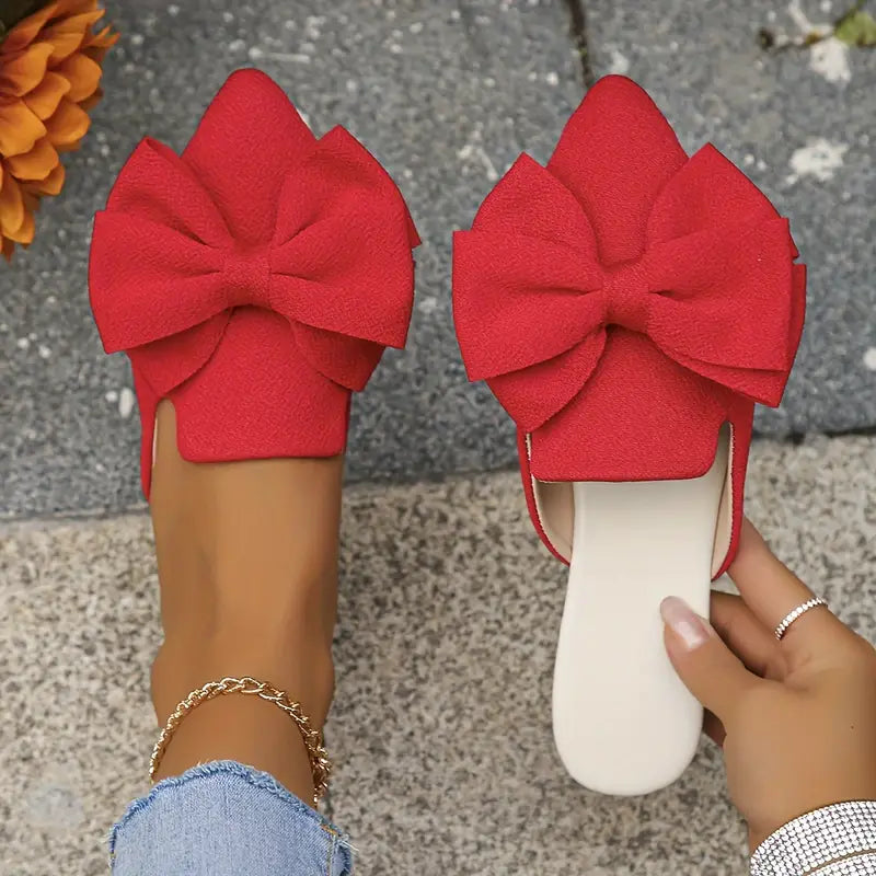 Mules Femme Dani – Elegant Flat Slippers with Pointed Toe and Bow for Daily Comfort
