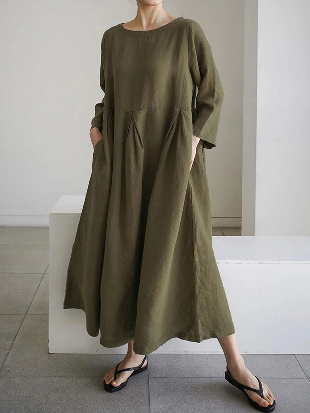 Cielo Robe Longue Femme – Lino Ligero, Confort Natural & Estilo Minimalista Elegante