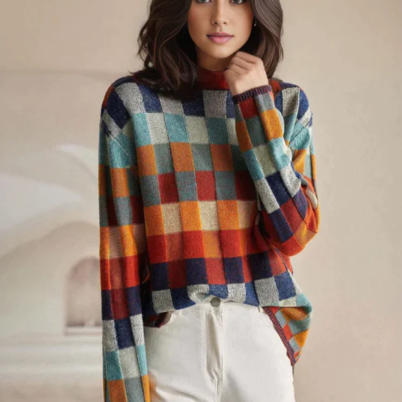 Scarlett Pull Femme – Luxuriöser Kaschmirpullover mit Karomuster, elegantem Stil & ultimativem Komfort