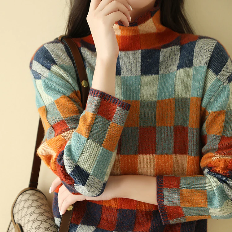 Scarlett Pull Femme – Luxuriöser Kaschmirpullover mit Karomuster, elegantem Stil & ultimativem Komfort