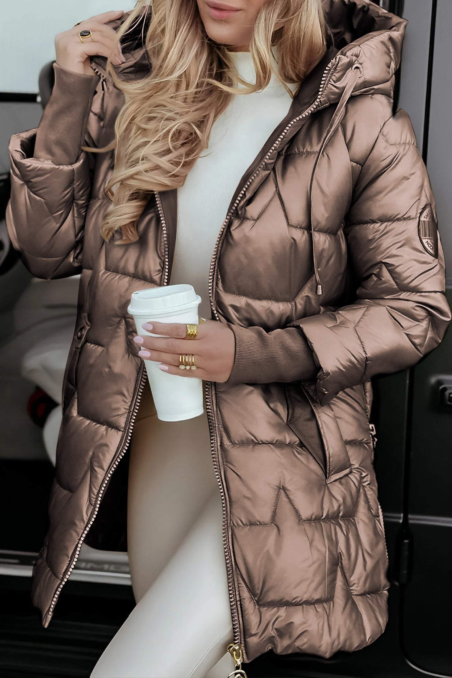 Kimberly Manteau d’Automne à Capuche pour Femme – Veste Chaude en Mélange de Coton avec Coupe Douce & Design Intemporel
