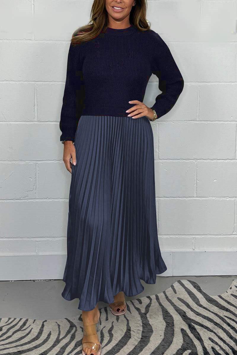 Elianna Robe Pull d’Automne pour Femme – Blød og varm strik med plisseret kant og elegant og behagelig pasform