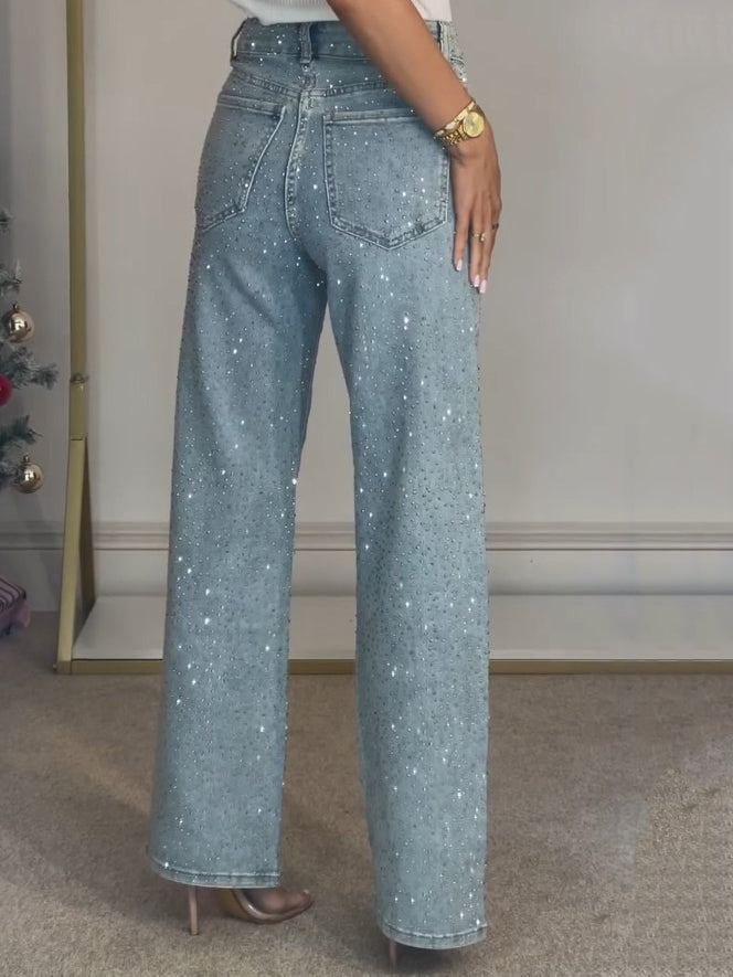 Rachel Jean Taille Haute Scintillant für Frauen – Flattering Schnitt mit Glänzenden Details & Moderner Stil