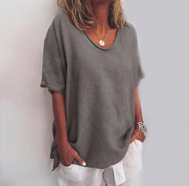 Ana Blouse Femme Classique – Blouse à Coupe Ample et Manches Courtes pour un Look Décontracté