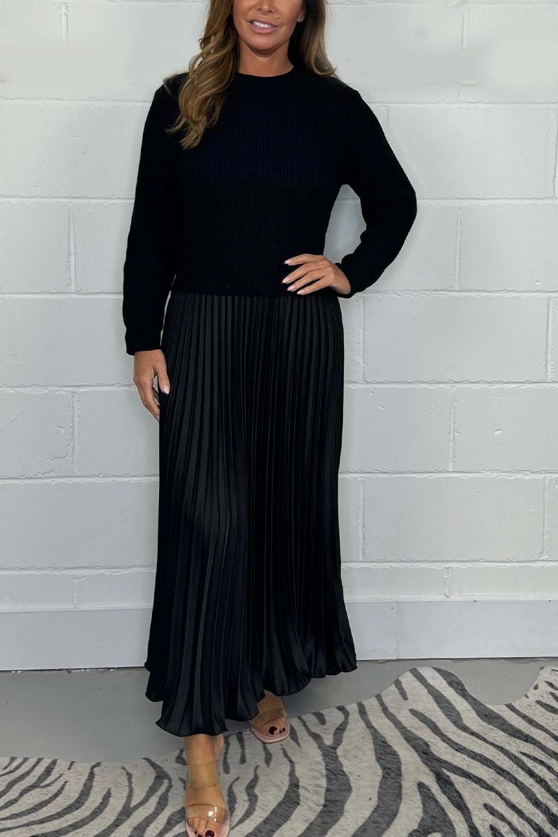 Elianna Robe Pull d’Automne pour Femme – Blød og varm strik med plisseret kant og elegant og behagelig pasform