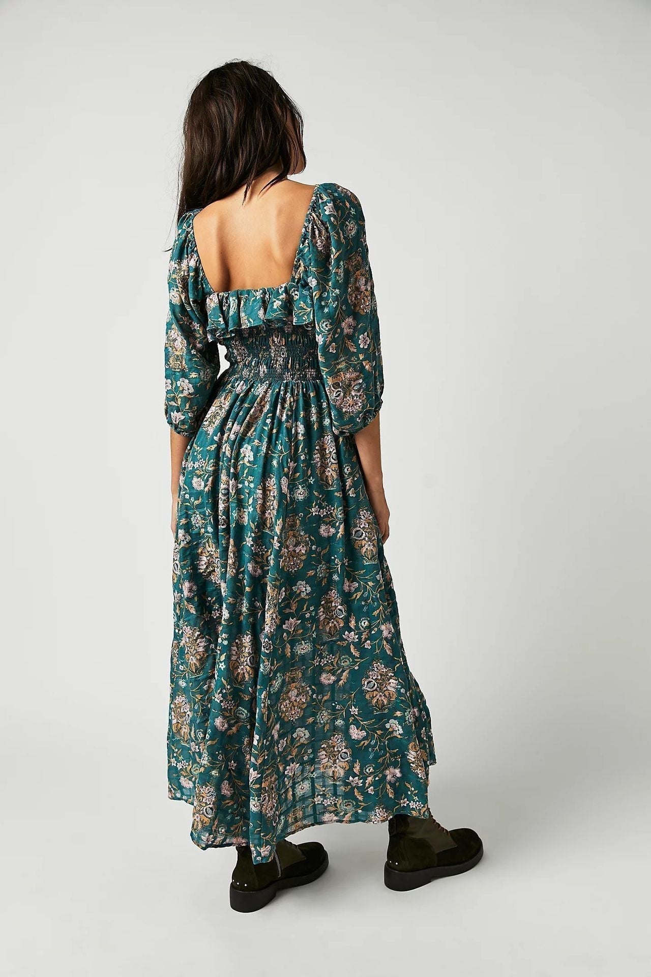 Quinn Robe Midi Woman – Cotton Dress with Flowers with Romantic Bohemian Style & Flattering Cut
