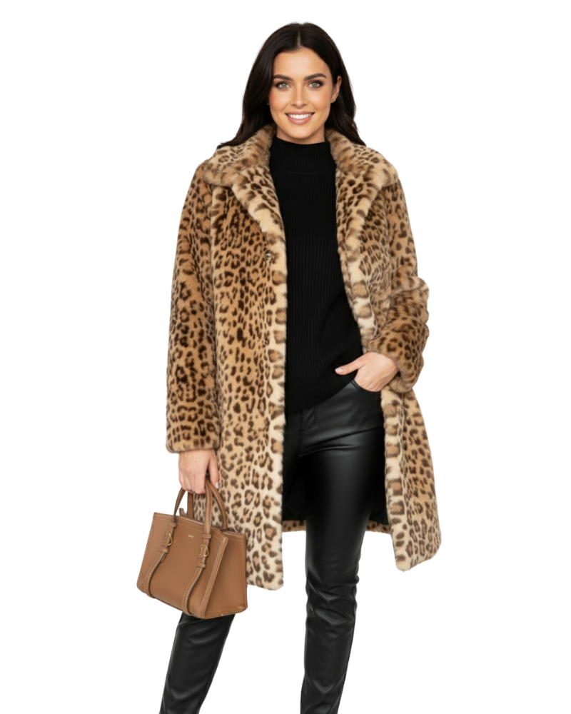 Iris Manteau Femme en Fausse Fourrure – Imprimé Léopard, Chaud & Style Audacieux