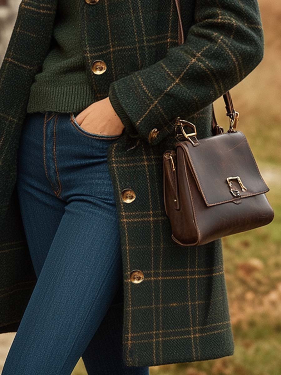 Peyton Manteau Femme Wolle – Langer Mantel mit eleganten Karos, tailliertem Schnitt & leichter Wärme