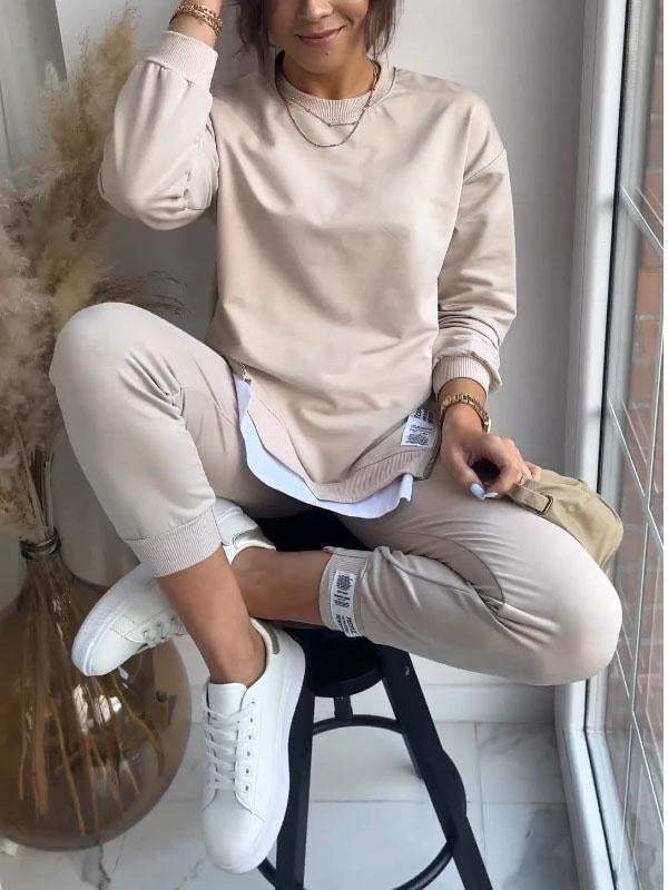 Aisha Ensemble Femme – Trening Confortabil cu Bluza cu Mâneci Lungi & Pantalon Ajustat