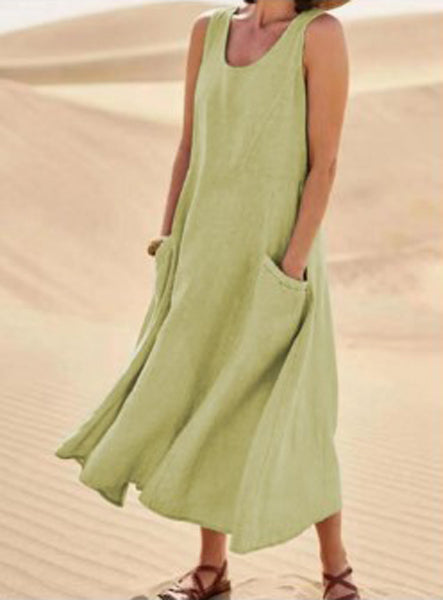 Vestido Elise de Algodão para Mulher – Suave, Respirável e Bolsos Práticos para Conforto Diário