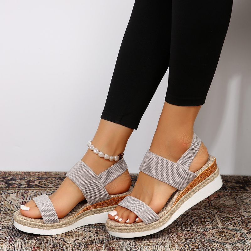 Anna Plateau Sandalen Dames – Elastische Bandjes & Comfortabele Zomersandalen met Stijlvolle Look
