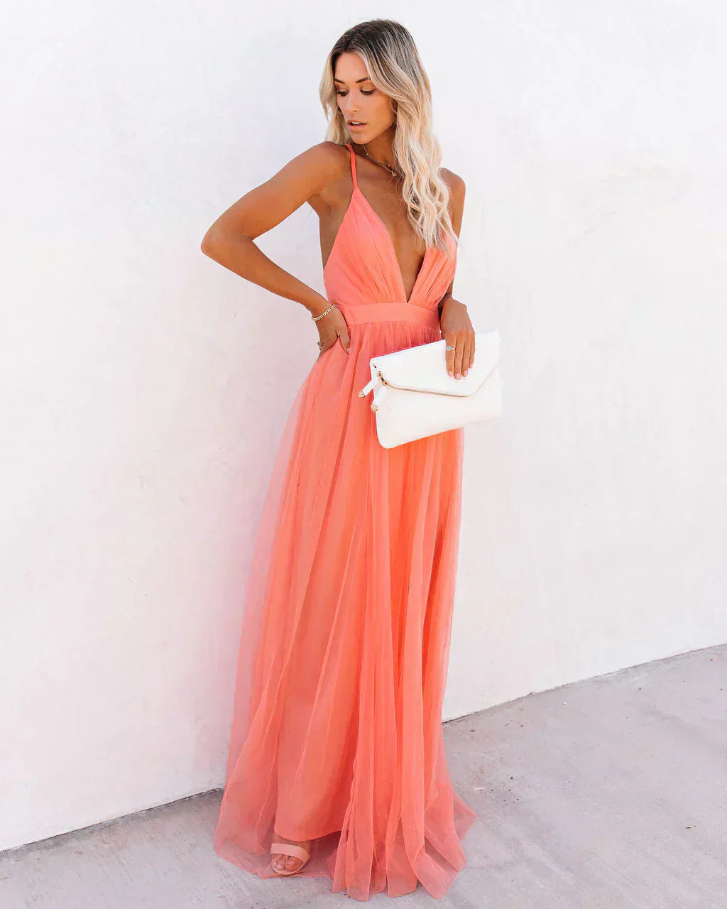 Amelia Lange Elegante Damesjurk – Chique Maxi Jurk met Vloeiende Snit en Verfijnde Details