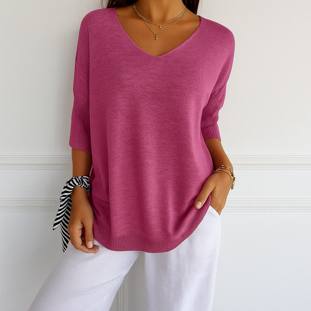 Coraline Pull Col V Femme – Feinstrick, weich & elegant für einen raffinierten Stil