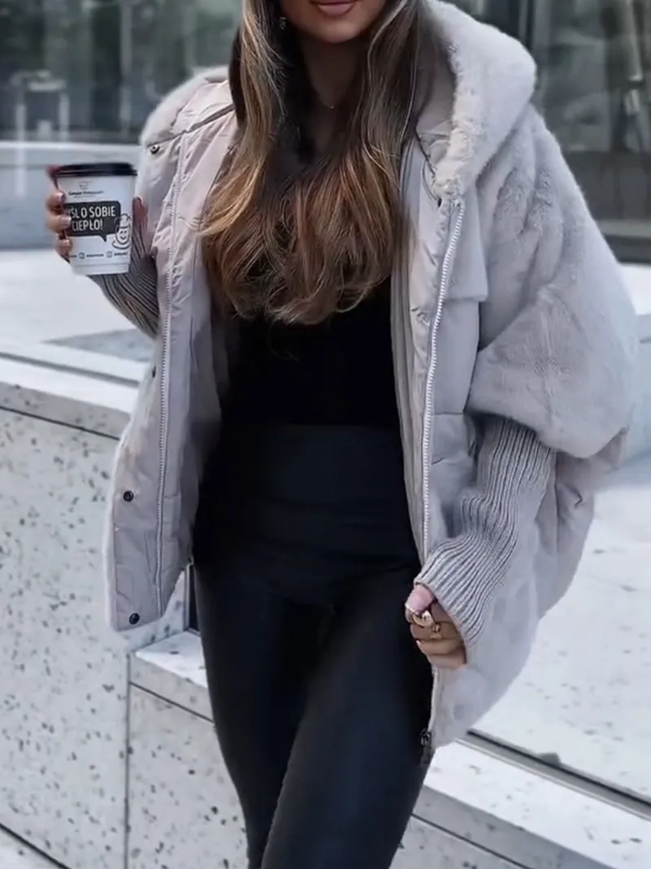 Camila Doudoune Hiver Femme – Manteau Matelassé Chaud avec Poignets Tricot & Col Élégant