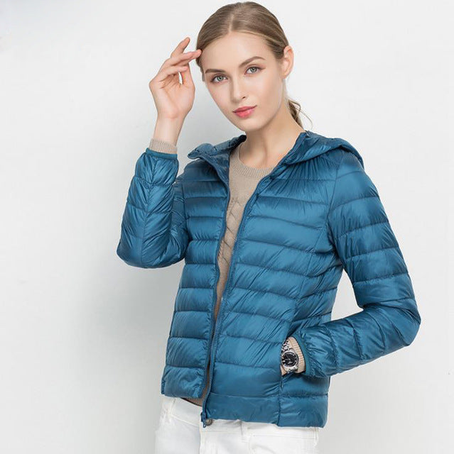 Piumino leggero da donna autunnale - Giacca di mezza stagione con cappuccio e comfort quotidiano