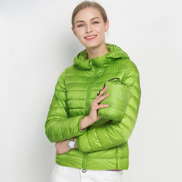 Piumino leggero da donna autunnale - Giacca di mezza stagione con cappuccio e comfort quotidiano