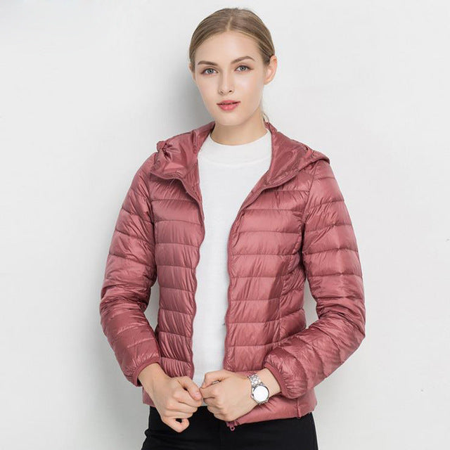 Piumino leggero da donna autunnale - Giacca di mezza stagione con cappuccio e comfort quotidiano