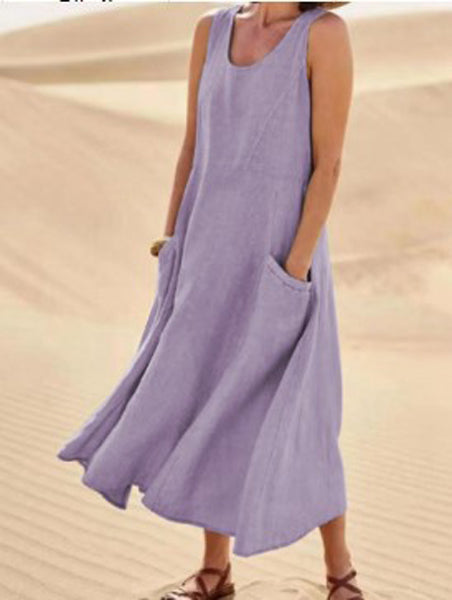 Vestido Elise de Algodão para Mulher – Suave, Respirável e Bolsos Práticos para Conforto Diário
