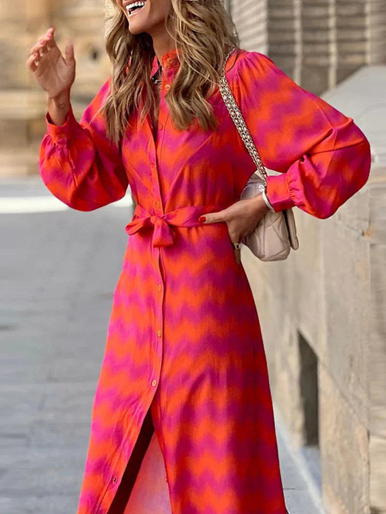 Jasmin Robe Femme – Vestido elegante con estampado simétrico y corte cómodo para todas las estaciones